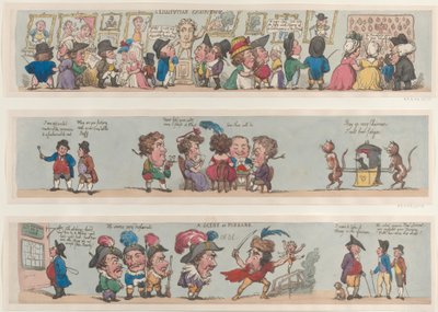Scena w Pizzaro, Groteskowe granice pokoi i sal, 1799-1800., 1799-1800. autorstwa Thomas Rowlandson