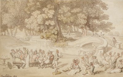 Święto społeczne, 1820 (pióro i atrament z praniem na papierze) autorstwa Thomas Rowlandson