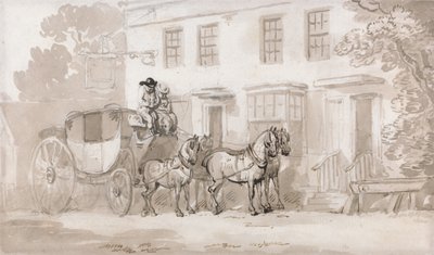 Dyliżans przed wejściem do gospody autorstwa Thomas Rowlandson