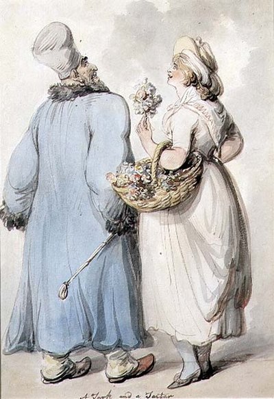 Turek i Tatar (tusz i akwarela) autorstwa Thomas Rowlandson