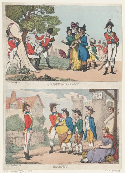 Wizyta w obozie i rekruci, 1811 r., 1811 r. autorstwa Thomas Rowlandson