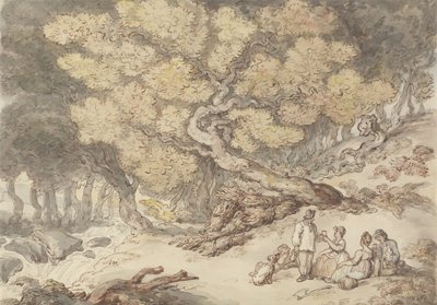 Piknik drwala (pióro i tusz z akwarelą na graficie na papierze) autorstwa Thomas Rowlandson