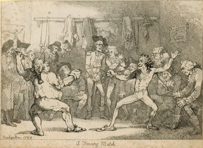 Szermierka mecz autorstwa Thomas Rowlandson