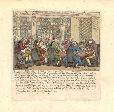 Grupa pisarzy jadająca w domu bogatego obywatela. autorstwa Thomas Rowlandson