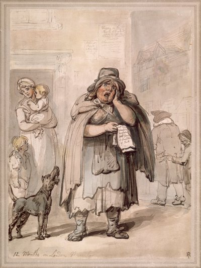 Sprzedawca uliczny na rogu ulicy, Londyn autorstwa Thomas Rowlandson