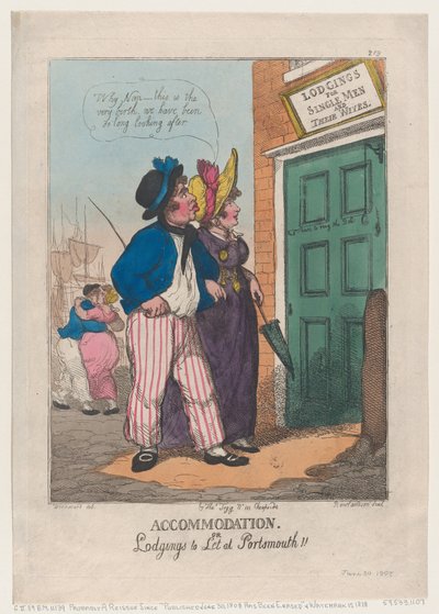 Zakwaterowanie lub kwatery do wynajęcia w Portsmouth!!, 30 czerwca 1808 r., 30 czerwca 1808 r. autorstwa Thomas Rowlandson