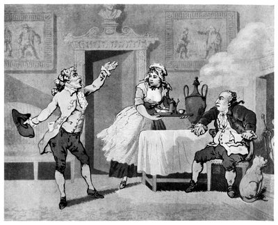 Aktor recytujący kierownikowi, koniec XVIII wieku. autorstwa Thomas Rowlandson