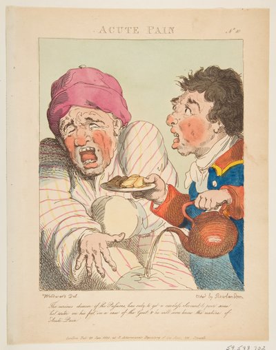 Ostry ból Travested Le Brun, czyli karykatury namiętności, 21 stycznia 1800 r. autorstwa Thomas Rowlandson