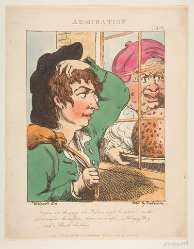 Podziw Le Brun Travested, czyli karykatury namiętności, 20 stycznia 1800 r. autorstwa Thomas Rowlandson