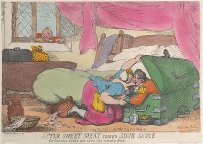 Po słodkim mięsie przychodzi sos kwaśny, czyli kapral Casey dostał się do złego pudełka, ..., 30 listopada 1810. autorstwa Thomas Rowlandson