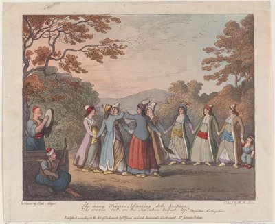 Jak wiele postaci, Taniec proponuje, Jak fale toczą się po morzu, gdy burza się rozpęta..., 31 lipca 1804 r. autorstwa Thomas Rowlandson