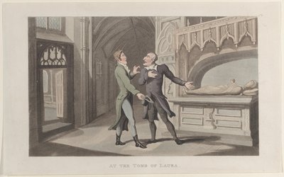 Przy grobie Laury, z Journal of Sentimental Travels in the Southern Provinces of..., 1817-21. autorstwa Thomas Rowlandson