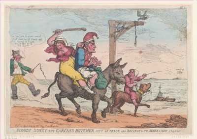 Krwawy Boney rzeźnik zwłok pozostawiony w handlu i udający się na Wyspę Strachów na Wróble,..., 12 kwietnia 1814 r. autorstwa Thomas Rowlandson