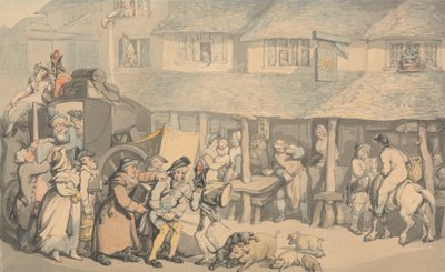 Bodmin Cornwall: Przybycie dyliżansu autorstwa Thomas Rowlandson