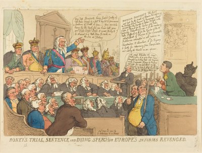 Proces Boney, wyrok i przemowa śmierci autorstwa Thomas Rowlandson