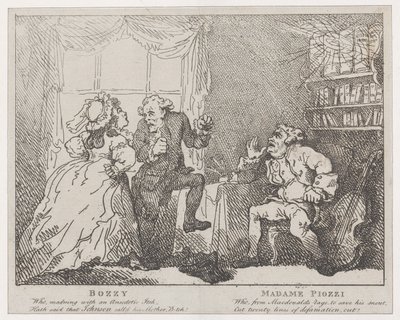 Bozzy i Madame Piozzi Frontispiece, Bozzy i Piozzi autorstwa Petera Pindara, 1780-86., 1780-86. autorstwa Thomas Rowlandson