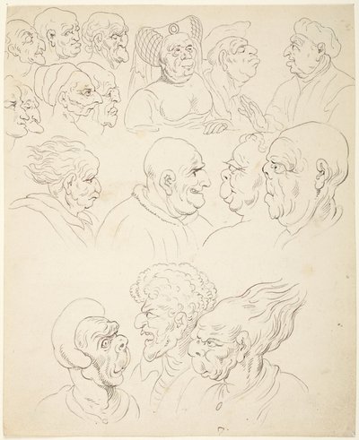 Głowy karykaturalne autorstwa Thomas Rowlandson