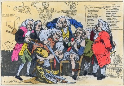 Karykatura gruzińskich chirurgów przy pracy autorstwa Thomas Rowlandson