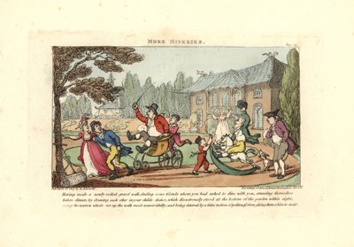 Dzieci bawiące się na wózkach rozcinają świeżo zwinięty żwirowy podjazd autorstwa Thomas Rowlandson