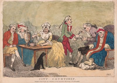 Miasto zaloty, wyd. 1786 (ręcznie kolorowane grawerowanie) autorstwa Thomas Rowlandson