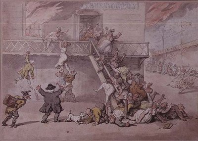 Teatr Cockburna w ogniu autorstwa Thomas Rowlandson