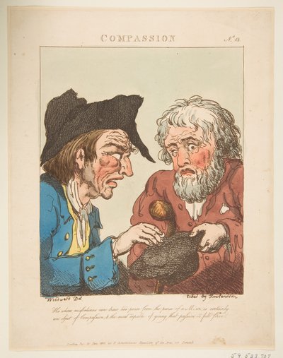 Compassion Le Brun Travested, czyli karykatury namiętności, 21 stycznia 1800 r. autorstwa Thomas Rowlandson