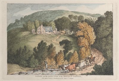 Domek w pobliżu Devils Jump w Księstwie Kornwalii, z Views in Cornwall, 12 kwietnia 1812 r. autorstwa Thomas Rowlandson
