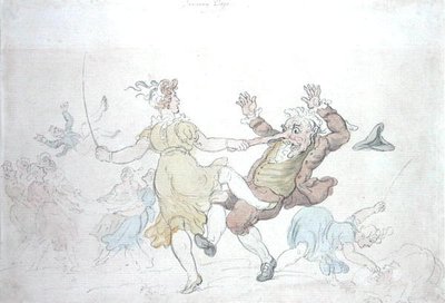 Dancing Dogs (pióro i tusz z akwarelą na papierze) autorstwa Thomas Rowlandson