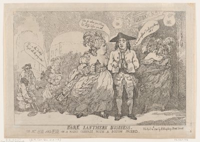 Dark Lantern Business, czyli pani Hob and Nob na nocnym płótnie z biustem piątek..., 24 kwietnia 1784. autorstwa Thomas Rowlandson