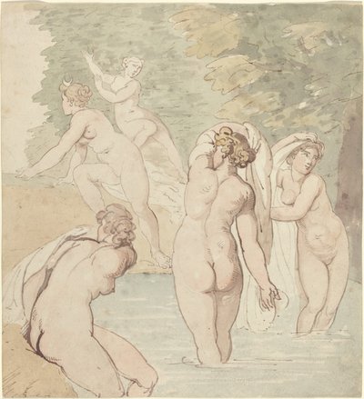 Diana i jej nimfy w kąpieli autorstwa Thomas Rowlandson