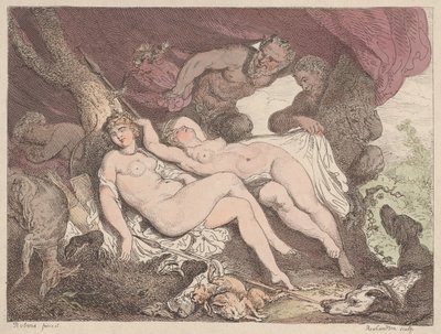 Diana i jej nimfy szpiegowane przez Satyrów, 1790-1799., 1790-1799. autorstwa Thomas Rowlandson