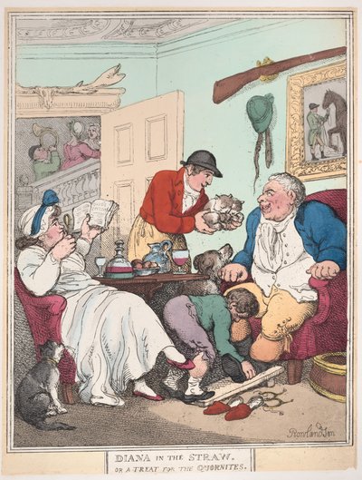 Diana w słomie, czyli smakołyk dla Quornites, 1 stycznia 1804, 1 stycznia 1804. autorstwa Thomas Rowlandson