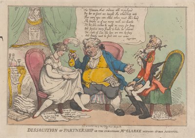 Rozwiązanie spółki, czyli pracowita pani Clarke likwidująca rachunek..., 15 lutego 1809 r. autorstwa Thomas Rowlandson