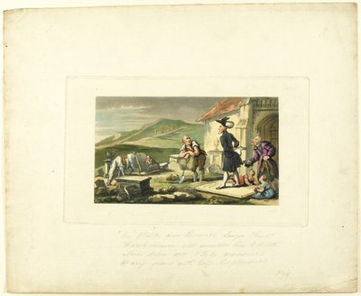 Doctor Syntax Medytujący na kamieniach grobowych, z trasy Doctor Syntax autorstwa Thomas Rowlandson