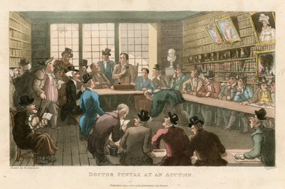 Doctor Syntax na aukcji autorstwa Thomas Rowlandson