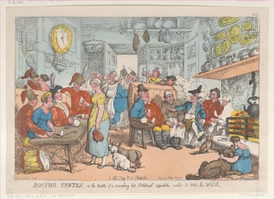Doktor Syntax, w środku palącej gorącej politycznej sprzeczki, pragnie komu..., 31 sierpnia 1813. autorstwa Thomas Rowlandson