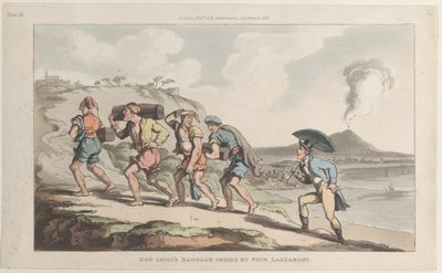 Bagaż Don Luigiego zajęty przez Four Lazzaroni, z Neapolu i Campagna Felice..., 1 czerwca 1815. autorstwa Thomas Rowlandson