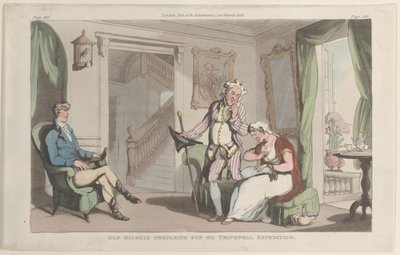Don Michele Przygotowuje się do wyprawy triumfalnej z Neapolu i Kampanii…, 1 czerwca 1815 r. autorstwa Thomas Rowlandson