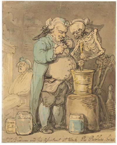 Dr Brodum i jego asystent jako Work Pro Bono Publico autorstwa Thomas Rowlandson