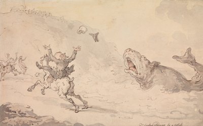 Dr Syntax zaniepokojony wielorybem autorstwa Thomas Rowlandson