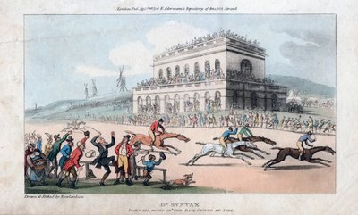 Dr Syntax traci pieniądze na torze wyścigowym w Yorku, 1813. autorstwa Thomas Rowlandson