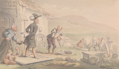 Dr Syntax Medytując nad nagrobkami autorstwa Thomas Rowlandson
