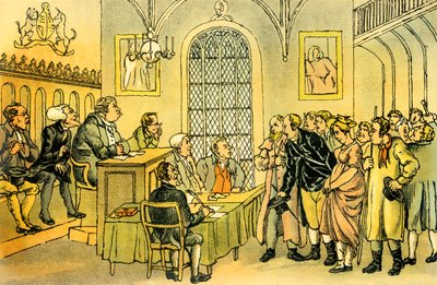 „Dr Syntax w sądzie” autorstwa Thomas Rowlandson