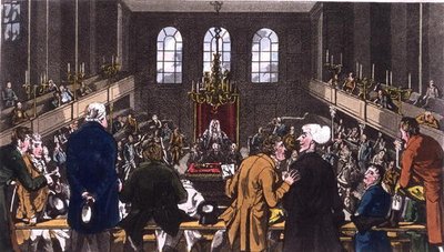 Dr Syntax w Izbie Gmin autorstwa Thomas Rowlandson