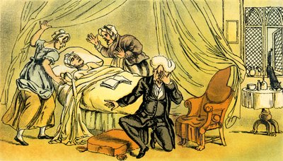 „Dr Syntax opłakuje utratę żony” autorstwa Thomas Rowlandson