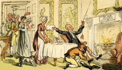"Dr Syntax myli dom dżentelmena z karczmą" autorstwa Thomas Rowlandson