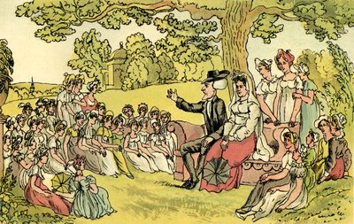 „Dr Syntax odwiedza szkołę z internatem” autorstwa Thomas Rowlandson