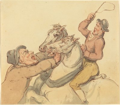 Poganiacze z parą koni hodowlanych autorstwa Thomas Rowlandson