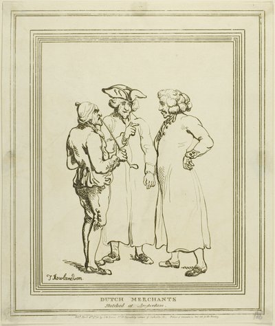 Holenderscy kupcy naszkicowani w Amsterdamie autorstwa Thomas Rowlandson