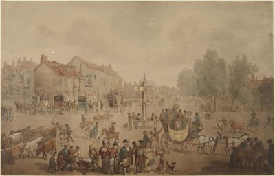 Elephant and Castle Inn, Newington autorstwa Thomas Rowlandson